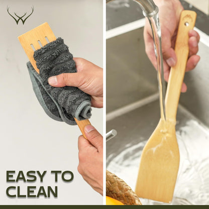 Bamboo Wooden Spoons For Cooking 6Pcs – Eco-friendly Wood Kitchen Utensils Set - Heat-resistant Wooden Utensil Set For Nonstick Cookware, Lightweight Spatula Set, Ideal Mothers Day Gifts