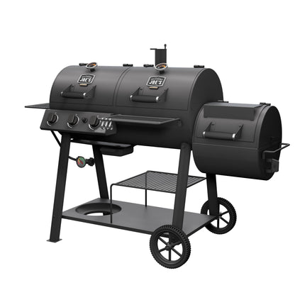 OKLAHOMA JOE'S® Canyon™ Deluxe Charcoal and Propane Gas Combination Smoker and Grill, Black Steel, 24203005