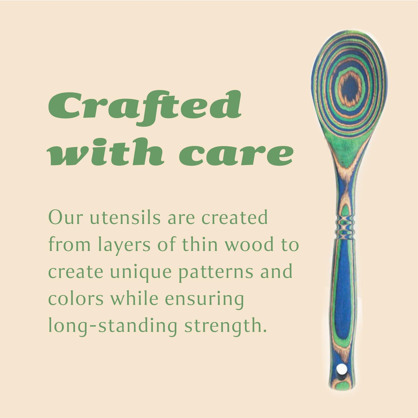 Island Bamboo 12 Inch Pakkawood Spoon - Island Bamboo Pakkawood Utensils, Colorful Wooden Spoons, Utensils for Cooking, Mixing, & Measuring, Serve Pasta & Salad with Pakka Wood Kitchen Utensils