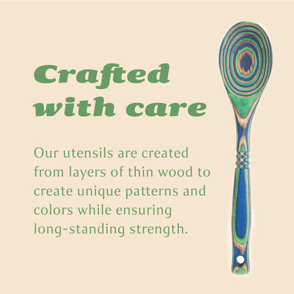 Island Bamboo 12 Inch Pakkawood Spoon - Island Bamboo Pakkawood Utensils, Colorful Wooden Spoons, Utensils for Cooking, Mixing, & Measuring, Serve Pasta & Salad with Pakka Wood Kitchen Utensils