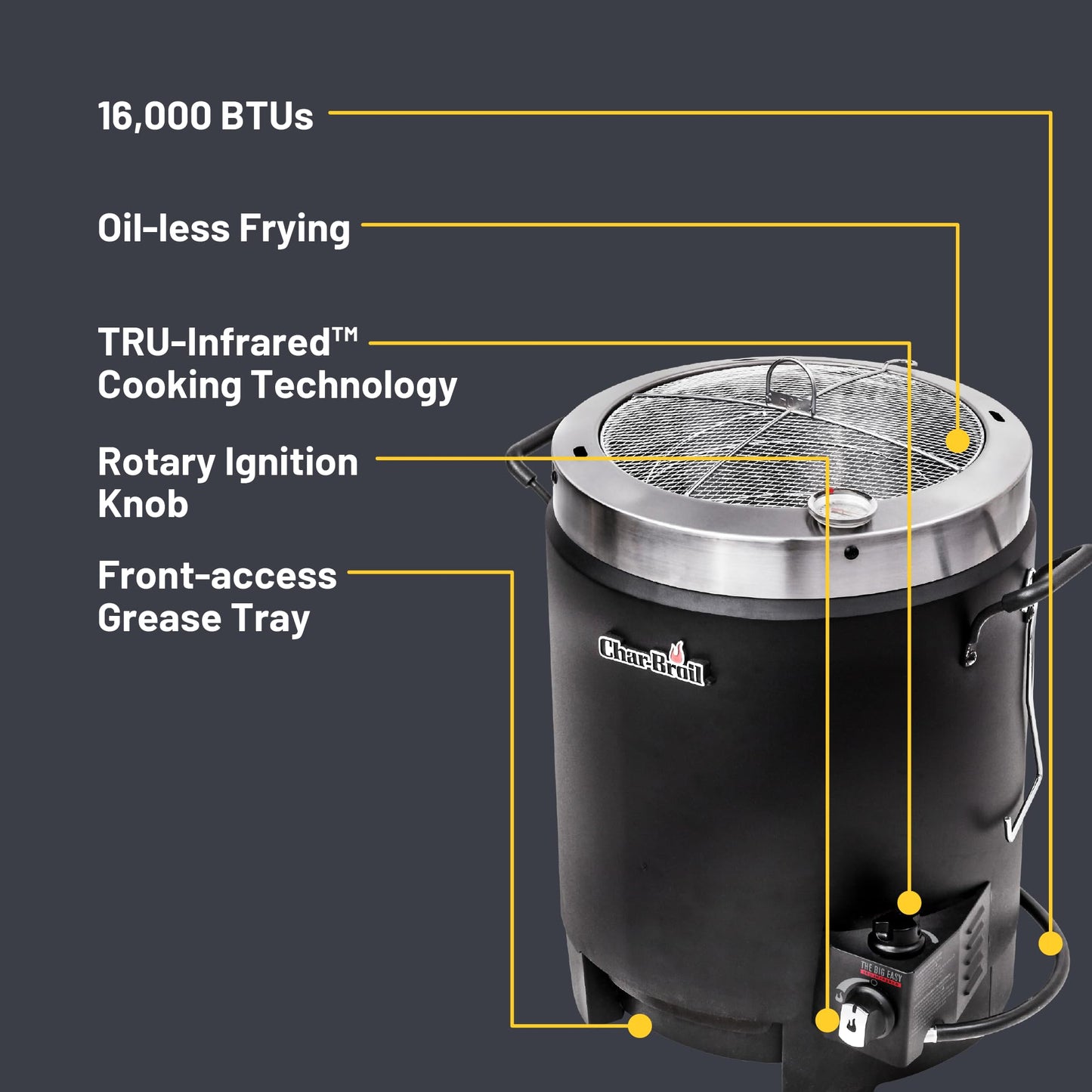 Charbroil® The Big Easy® TRU-Infrared™ Cooking Technology Propane Gas Stainless Steel Oil-Less Turkey Fryer, Black - 17102065
