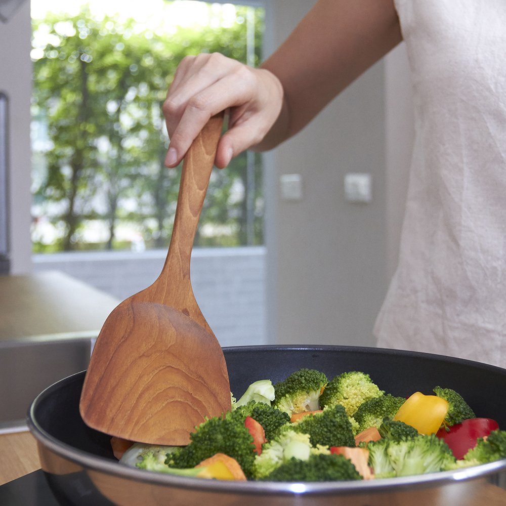 FAAY 3-in-1 Wooden Spatulas, Kitchen Utensils, Cooking Utensil, 100% Healthy Utensils from High Moist Resistance Teak, Eco-Friendly Wood Spatula for Non Stick Cookware
