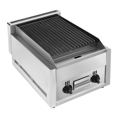 Commercial Radiant Broiler, 2 Burner Indoor Smokeless BBQ Grill Commercial Countertop Gas Charbroilers, LPG & Propane Gas Yakitori Grill Indoor Barbecue Griddle with Removable Grill Plate