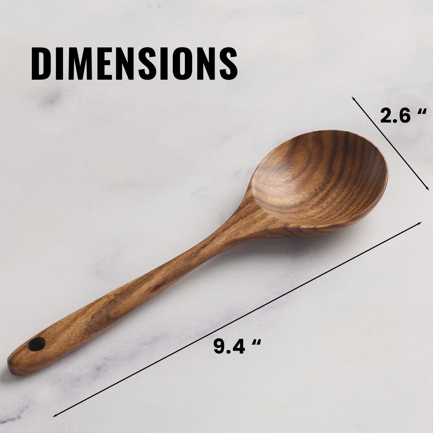 Zulay Kitchen Premium Teak Wooden Spoon For Cooking - Durable Handmade Wooden Cooking Utensil, Perfect Wooden Kitchen Utensil Set Addition, Smooth Finish Natural Teak Spoon, Non-Stick Wooden Spoon