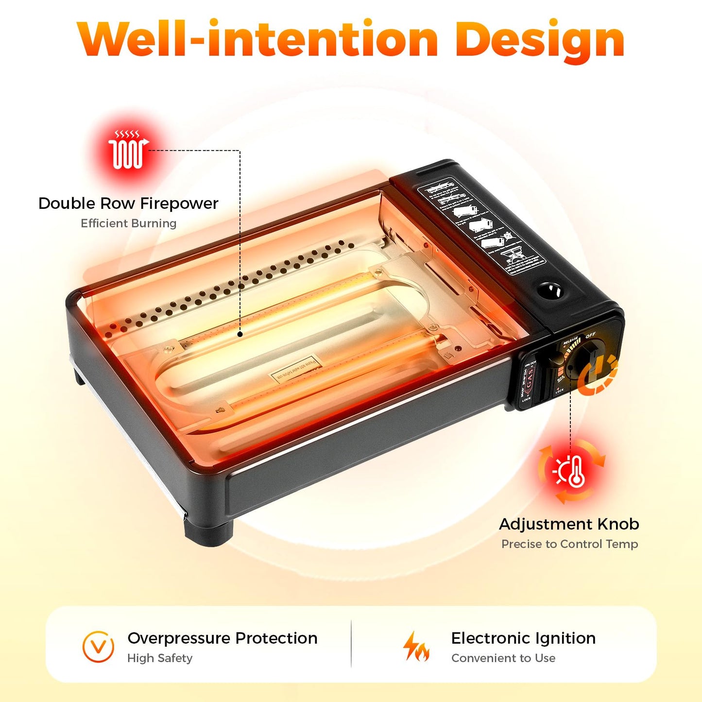 Butane Grill Stove, Portable Camping Grill Gas Stove, Portable Butane Gas Stove, with Stainless Steel Cooking Grate and Nonstick Griddle, for Camping, Korean BBQ, Japanese Yakitori, Yakiniku