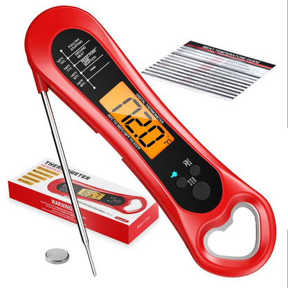 Meat Thermometer Digital, Instant Read Meat Thermometer for Grill and Cooking, with Bottle Opener, Backlight & Calibration Food Thermometer, Kitchen Gadgets for BBQ, Turkey, Candy, Liquids