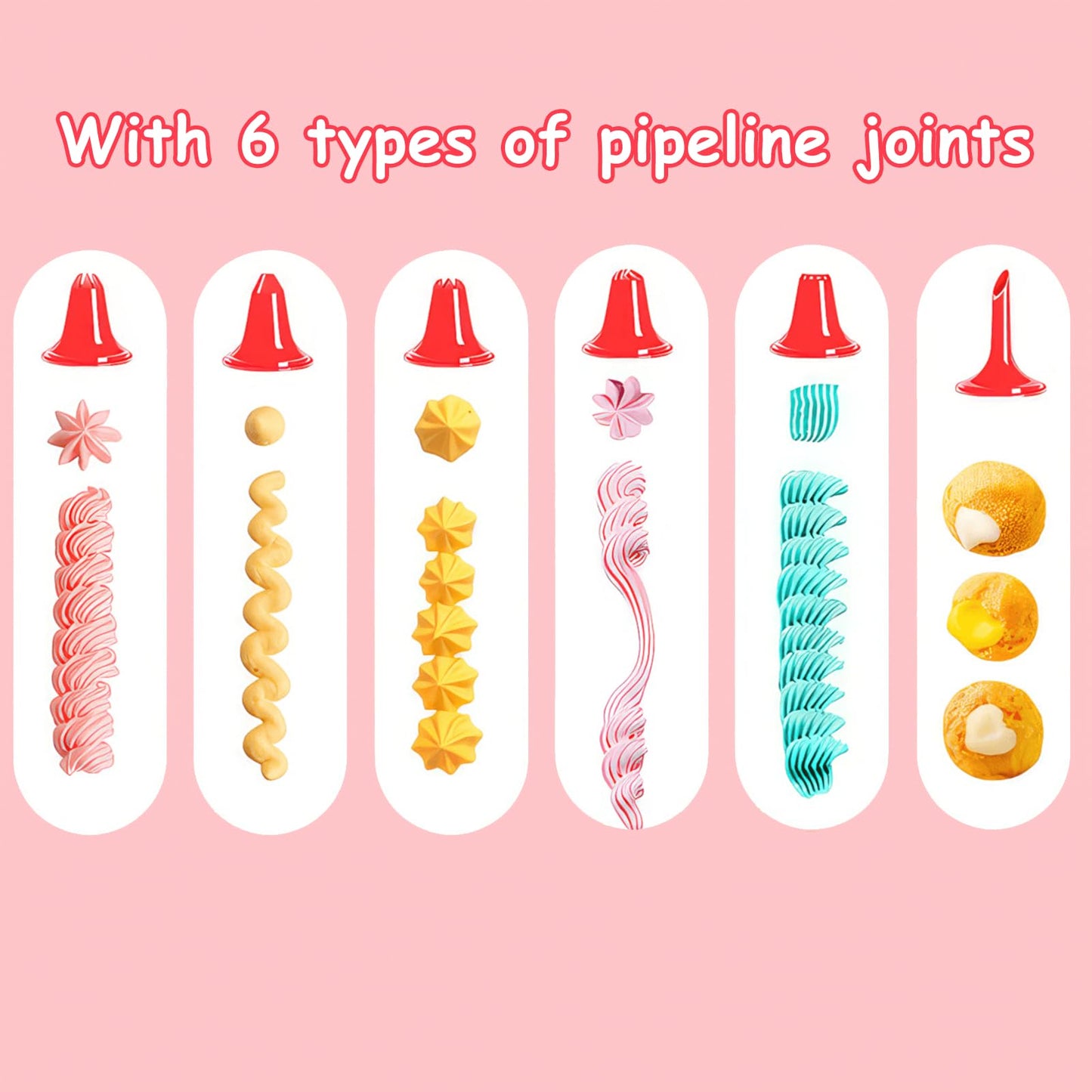 Blingbin Icing Decoration Gun Set, Dessert Decorating Syringe Set, Cupcake Frosting Filling Injector with 6 Icing Nozzles for Cake Cookies Decoration Kitchen Baking Christmas Gift for Baking Lover-Red