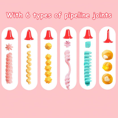 Blingbin Icing Decoration Gun Set, Dessert Decorating Syringe Set, Cupcake Frosting Filling Injector with 6 Icing Nozzles for Cake Cookies Decoration Kitchen Baking Christmas Gift for Baking Lover-Red