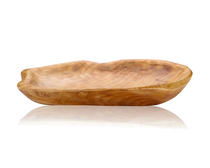 Jovivi Natural Fir Root Wood Dish Bowl, Handmade Wood Serving Platter Tray Plate,Wooden Plates for Sandwich Bread Fruit Salad Snack Dough Candy Serving Appetizer Display (11.4"x7.5")