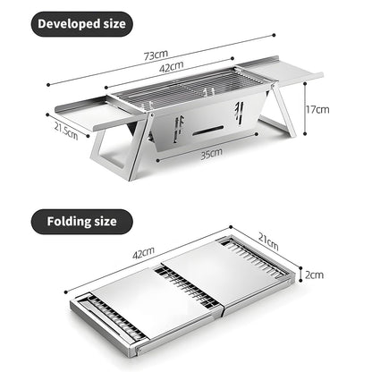 Stainless Steel Grill for Home Indoor Outdoor Camping Charcoal Convenient Folding BBQ Grill Silver Stand