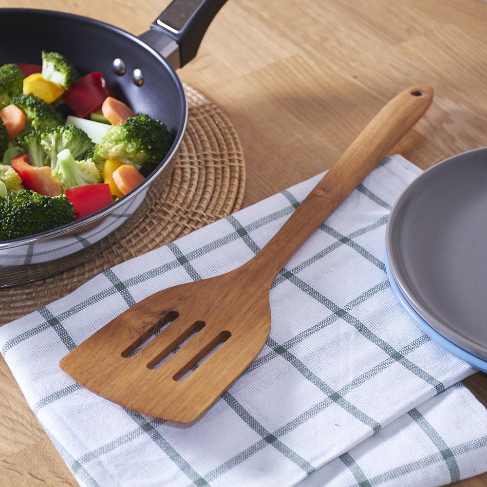 FAAY Teak Wooden Slotted Spatula Turner | Durable, Healthy, High Moist Resistance Teak Wood Spatula for Non Stick Cookware