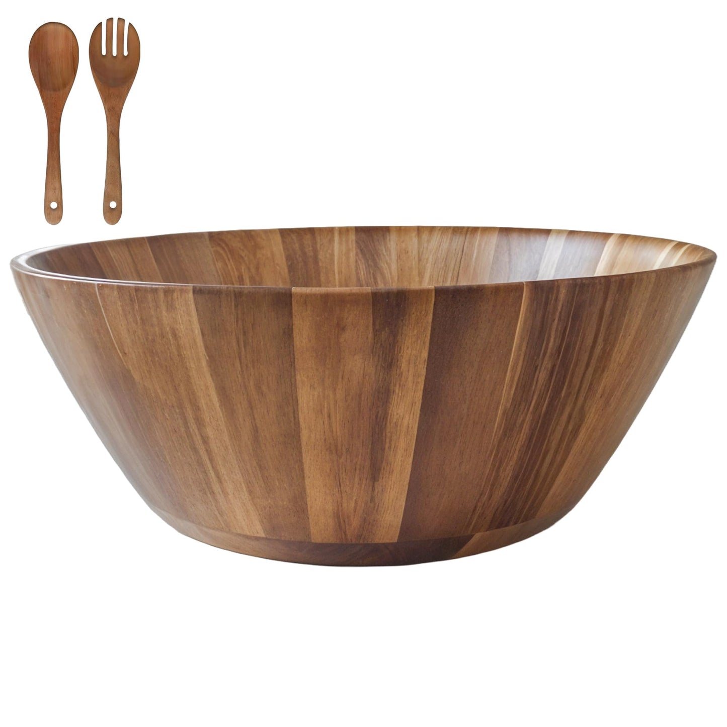 SPICK SPAN Wooden Bowl - Serving Bowl for Salads, Soups, Fruits, and Snacks, Acacia Round Bowls for Dinning Table and Coffee Table Centerpiece, Brown