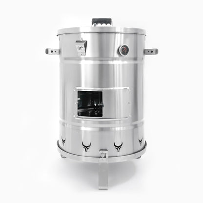 Premium Barrel Smoker With Lateral Gate and Ventilation System-Vertical Smoker, Barril Para asar carne Made of Stainless Steel (Large)
