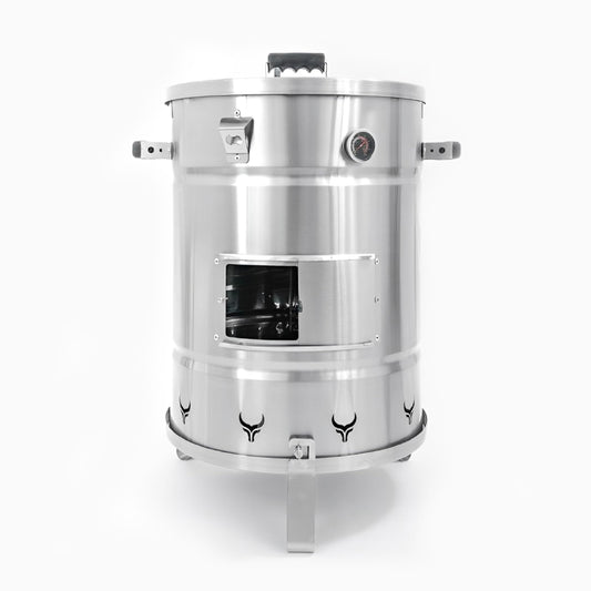 Premium Barrel Smoker With Lateral Gate and Ventilation System-Vertical Smoker, Barril Para asar carne Made of Stainless Steel (Large)