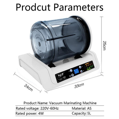 GESAIDES Commercial Vacuum Tumbler Marinating Machine for Meat&Vegetable, 5L Large Capacity Pickling Barrel & 0-10h Timer Setting, for Beef Pork Mutton Chicken