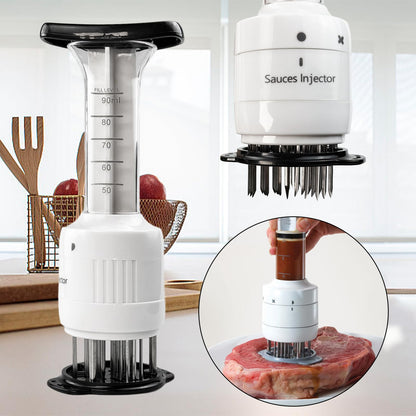 Meat Tenderizer Injector, 90ml Sauces Enhancer Injector with 30 Stainless Steel Needle, Marinade Injector Cook Kitchen Tool for BBQ/Turkey/Fish/Brisket/Pork/Chicken