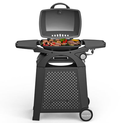 MASTER COOK Propane Gas Grill, Portable Tabletop Barbecue Grill with Cart for Patio, Camping, Travel
