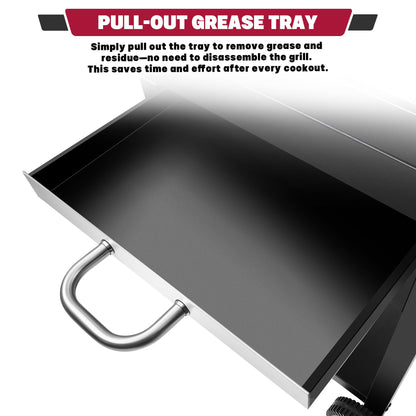 Charcoal Grill, BBQ Grill Charcoal Grill with Pull-Out Grease Tray for Outdoor Patio Backyard, Compact Version