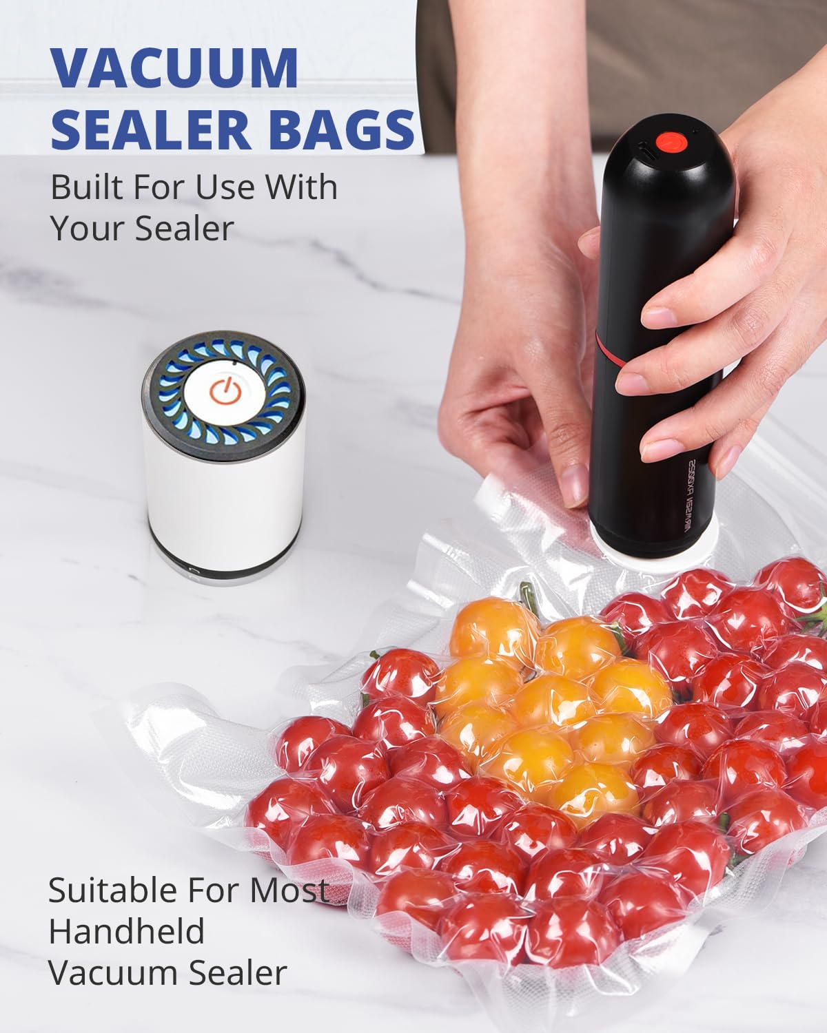 AIRMSEN Reusable Vacuum Sealer Bags 10 PCS - Fits AIRMSEN, Chef, FoodSaver and Most Handheld Sealers - BPA Free Food Saver Bags for Meal Prep, Sous Vide, Marinator - 5L (13.8"x 11.8")