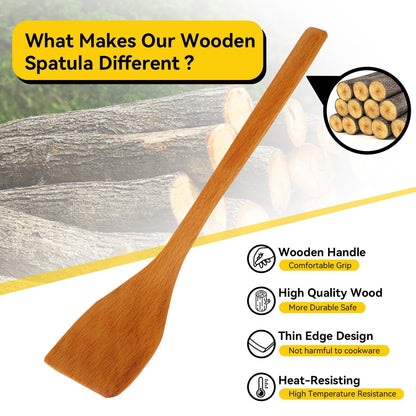Wooden Spatula for Cooking, 9.7in Small Flat Frying Spatula Turner Wooden Cooking Utensils Flat for Nonstick Cookware Wok Accessories(Light Wood Color)