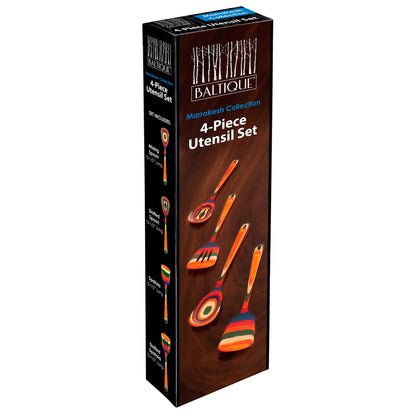 Totally Bamboo Baltique Marrakesh Collection 4 Piece Cooking Utensil Set, Safe for Nonstick