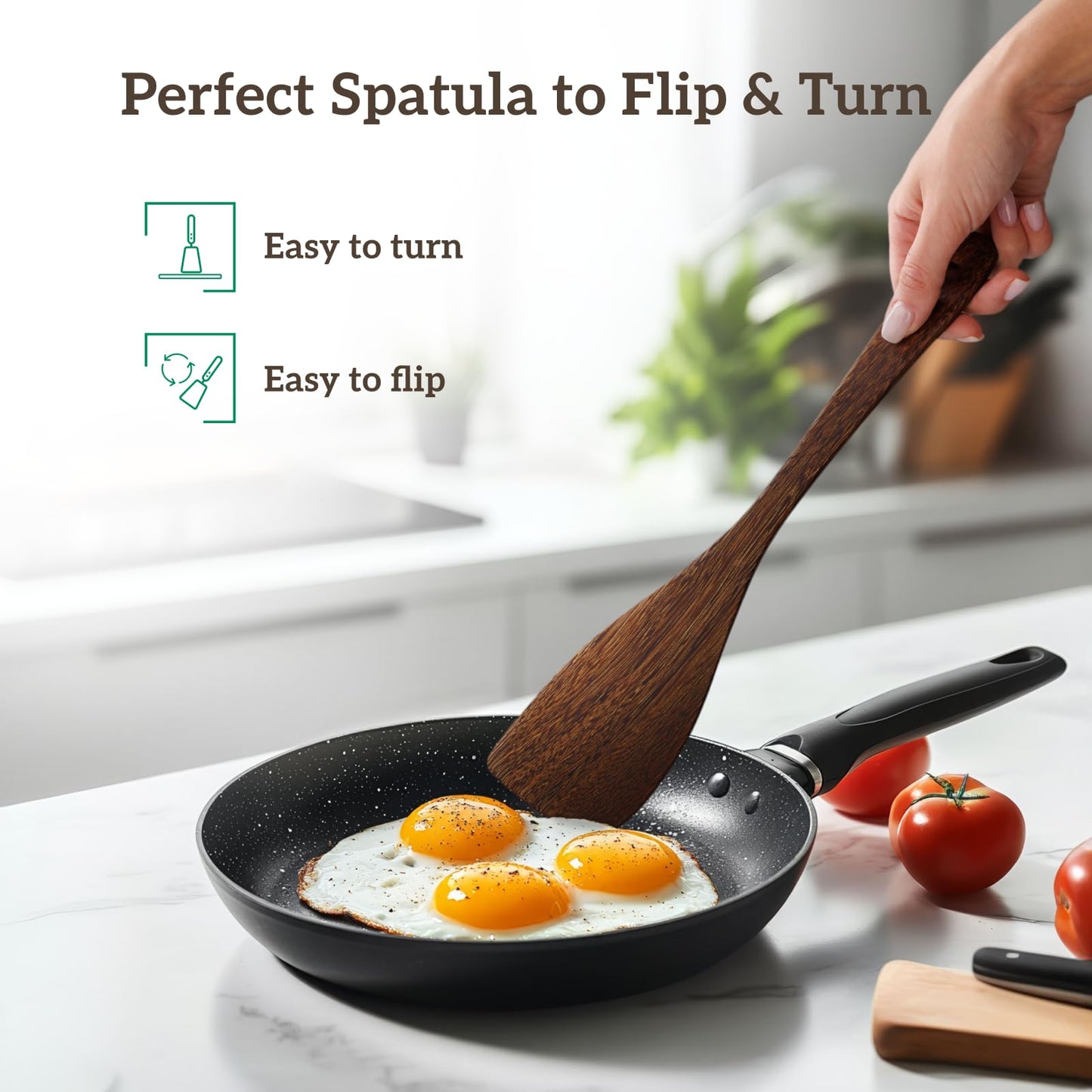 Long & Small Spatula For Nonstick Frying Pan, Wooden Spatula For Cooking, Wooden Spoons for Cooking Utensils Set, Wood Kitchen Utensils Set Spatulas for Kitchen Use Rice Paddle Wood Turner Egg Scraper