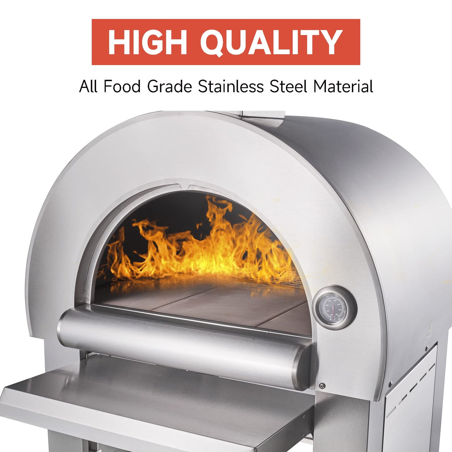 GYBER Kenya Portable 22" Outdoor Pizza Oven Stainless Steel Wood Fired Pizza Maker Grill for Backyard