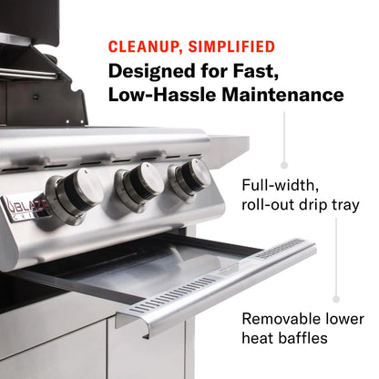 Blaze Prelude LBM Built-in Natural Gas Grill | 25-Inch 3-Burner BBQ with 42,000 BTUs | 304 Stainless Steel Construction | Flame Stabilizing Grids BLZ-3LBM-NG