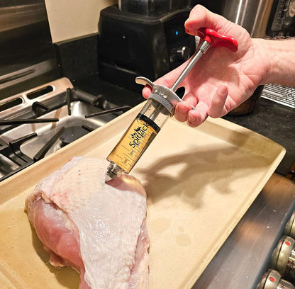 SpitJack SPITJACK SHOT XL Meat Injector Syringe for Smoking. Turkey Marinade and Brisket Flavor Injection Kit. BBQ Accessories and Cooking Gift for Men. Stainless Steel 4 Needles, Case, 70ml Capacity.