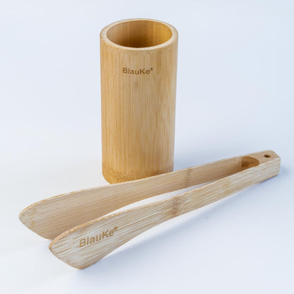 Wooden Spoons for Cooking 8-Pack – Bamboo Kitchen Utensils Set – Nonstick Wooden Cooking Utensils – Wood Spatula Spoon Tongs Utensil Holder – BlauKe®