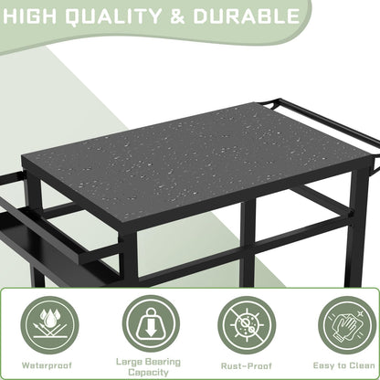 32"x 20" Stainless Steel Outdoor Grill Table, Movable Grill Cart, Outdoor Kitchen Island Prep Stand Station, Pizza Oven Table, Grill Stand Fits Griddle 17" 22", Rolling Bar Cart with 5 Utensil Hooks