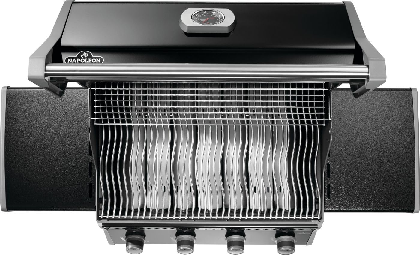 Napoleon Rogue 525 Natural Gas Grill, Black, Stainless Steel Grids, Durable 4-Burner BBQ