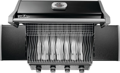 Napoleon Rogue 525 Natural Gas Grill, Black, Stainless Steel Grids, Durable 4-Burner BBQ