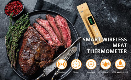 FodoThrem Smart Wireless Meat Thermometer,Digital Cooking Thermometer 700FT Remote Range,Instant Food Thermometer with Wireless Probe & Booster for Grilling and Smoking,BBQ,Oven,Kitchenr