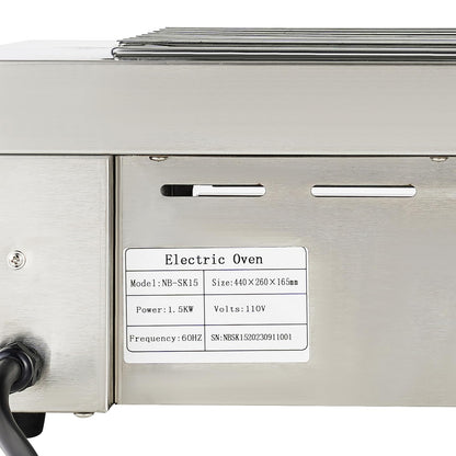 Portable Electric Grill 110V Indoor Smokeless Searing Grill Commercial Yakitori Griddle Stainless Steel Restaurant Korean BBQ Grill 446°F