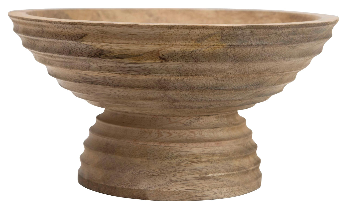 Creative Co-Op Boho Wood Pedestal Serving Bowl, Natural Finish