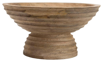 Creative Co-Op Boho Wood Pedestal Serving Bowl, Natural Finish