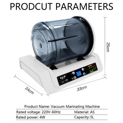 15 Minute Meat & Vegetable Vacuum Tumbler Marinator, Automatic Electric Commercial Vacuum Tumbler Marinating Machine, for Chicken, Burger, Bacon
