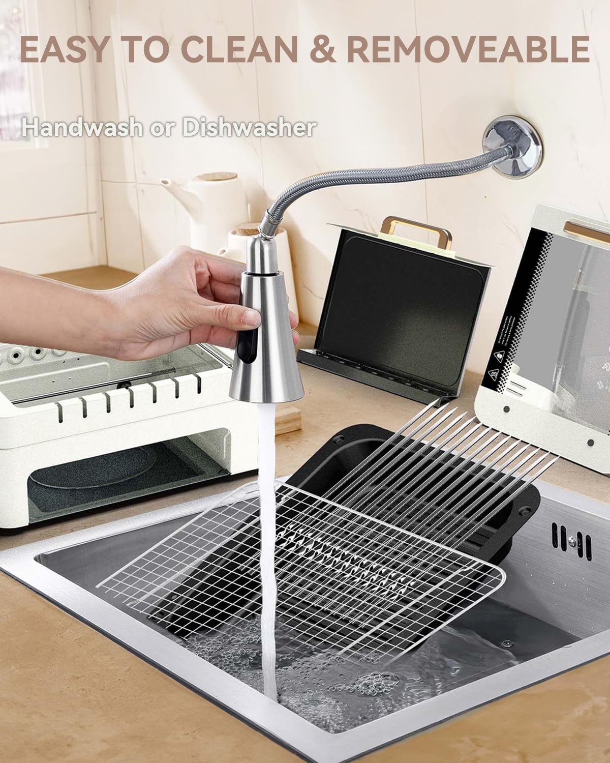 XHJ Indoor BBQ Kabob Skewers Grill,Smokeless Auto 360° Rotating Electric Barbecue Skewers Rotisserie,3 In 1 Indoor Electric Tabletop Grill with Removable Lid,Dual Zone Cooking