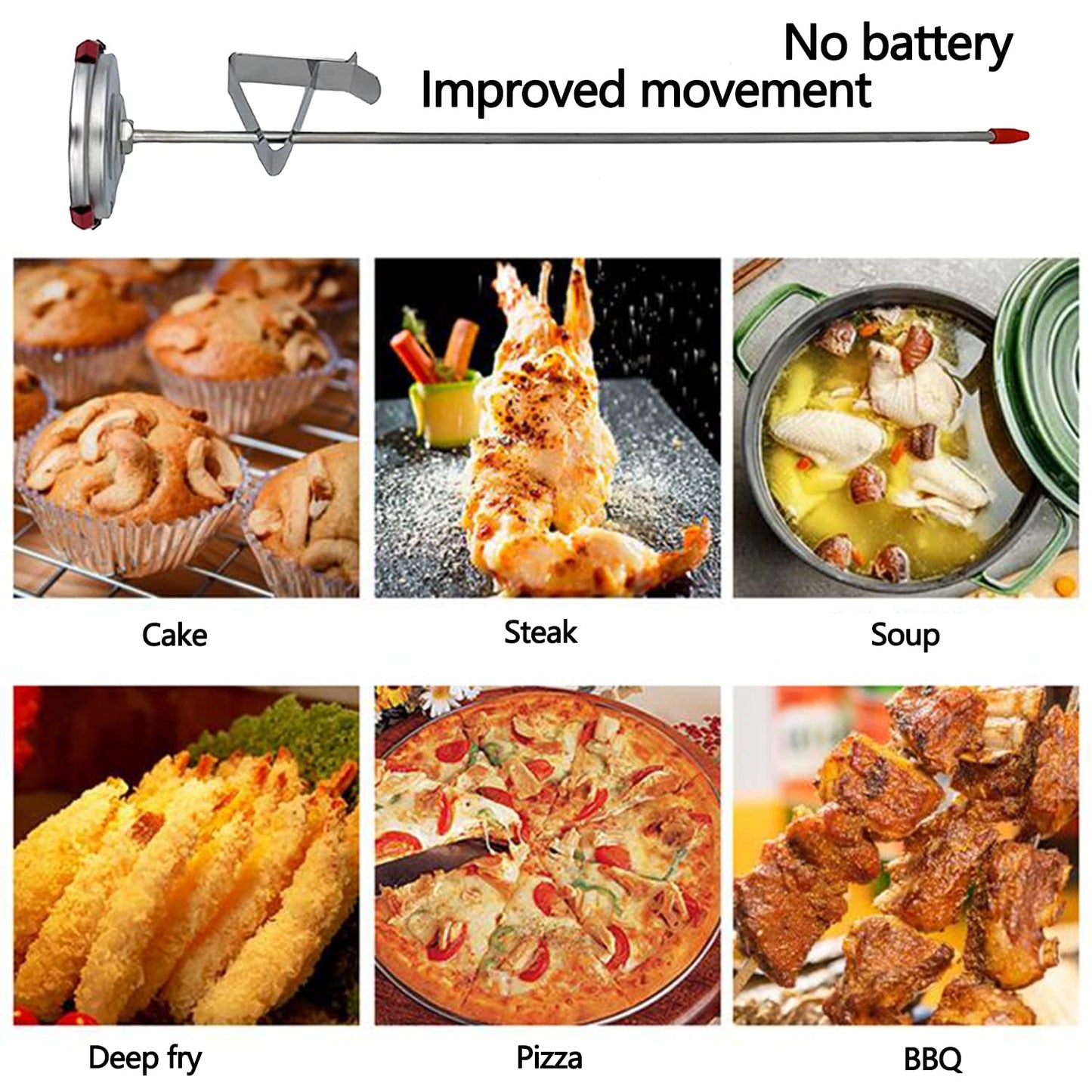 Water Proof 2" Dial Deep Fry Thermometer, Stainless Steel Cooking Thermometers for Meat Candy Grill Turkey, BBQ 12" Long Stem