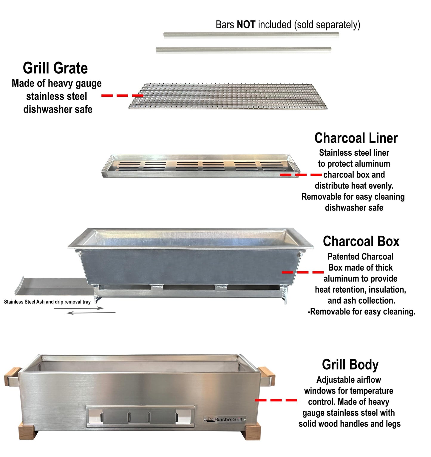 The Bincho Grill GR610W – 24 Inch Wide Body Yakitori Grill – Japanese Style Charcoal Robata BBQ for Skewers, Steaks, and More – Restaurant-Quality Binchotan Tabletop Grill – Portable and Durable