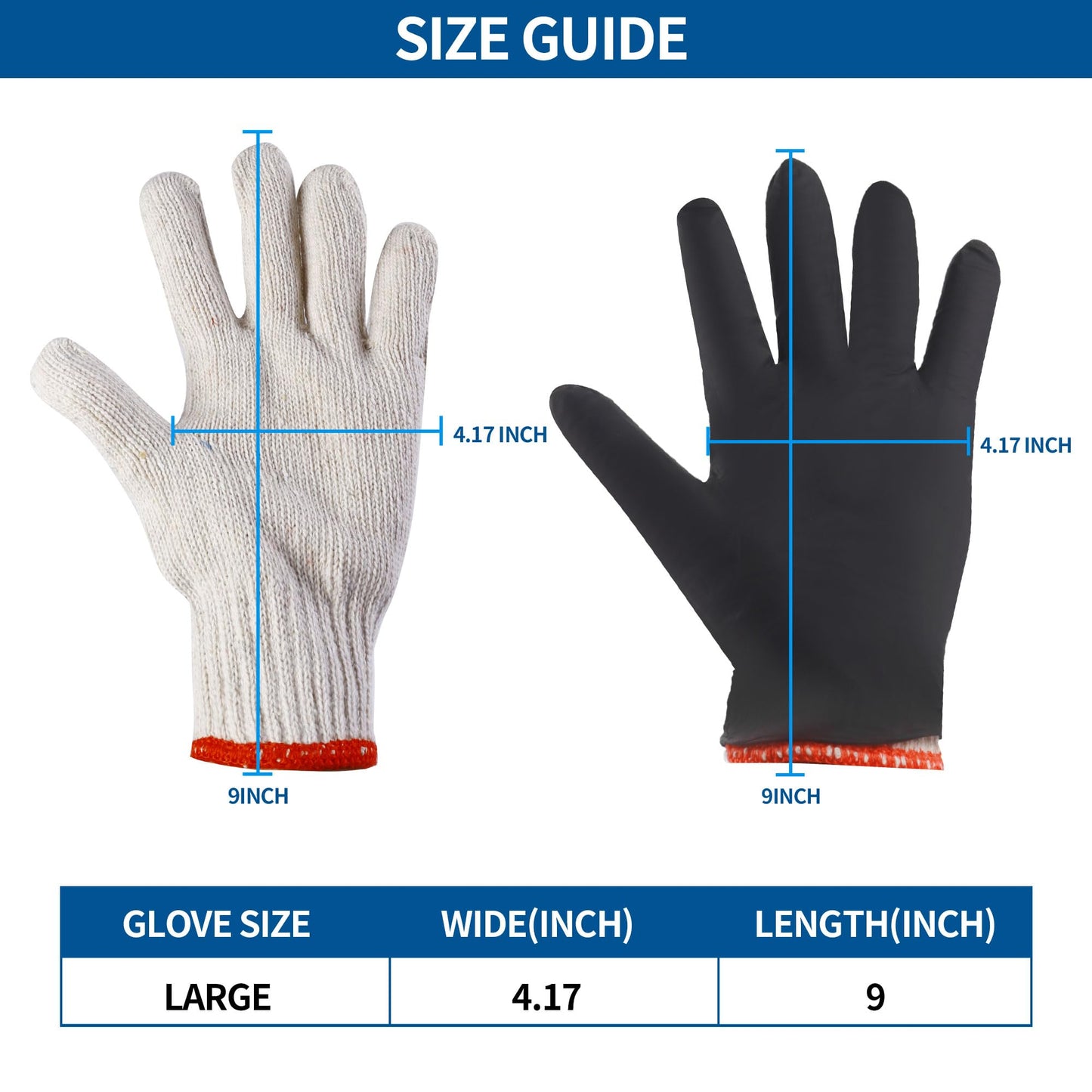 ZFYOUNG BBQ Gloves 6 Cotton Glove Liners and 100 Disposable Nitrile Gloves,Washable Cotton Liners Powder Latex Free Nitrile Gloves,Applies to Cooking Baking Grilling.