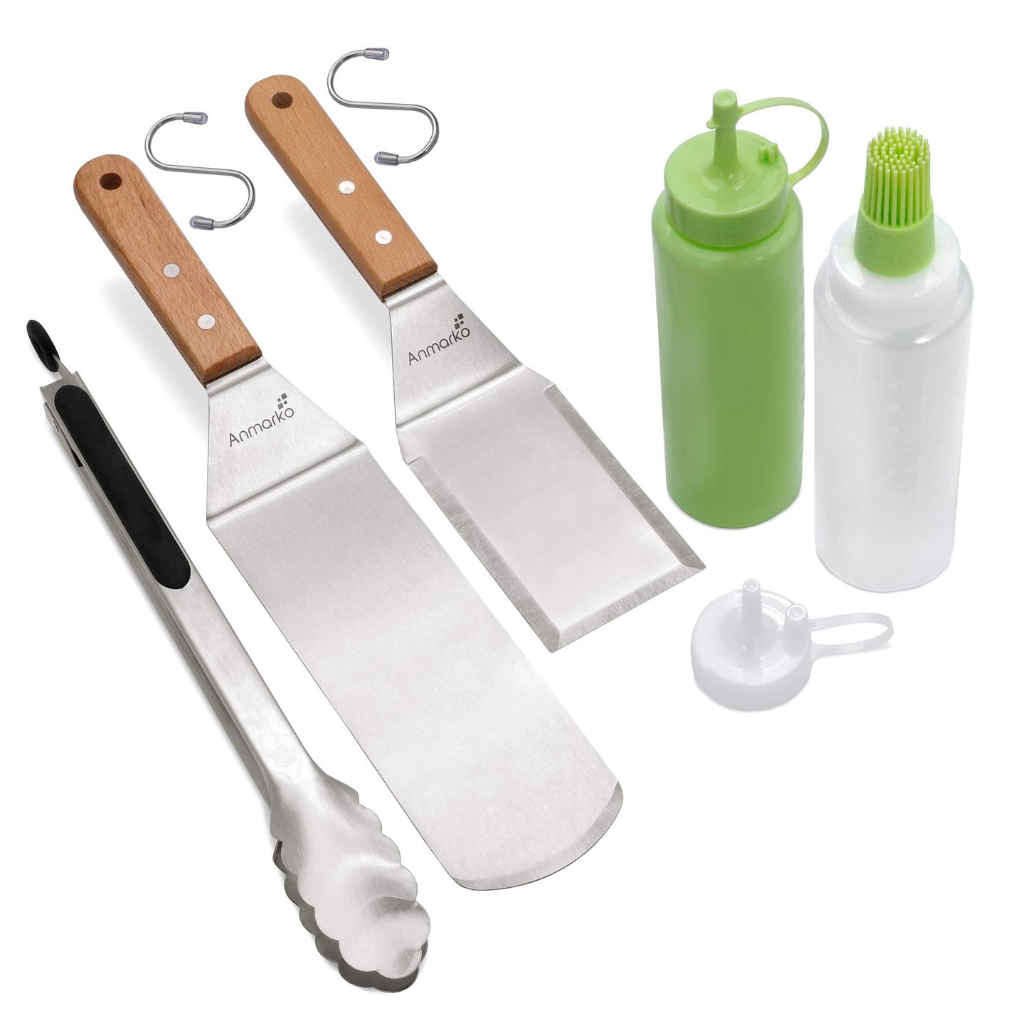 Metal Spatula Set of 4 - Griddle Accessories kit - Grill Flat Spatula Pancake Flipper Hamburger Turner - Metal Utensil Great for BBQ Grill Flat Top Cast Iron Griddle