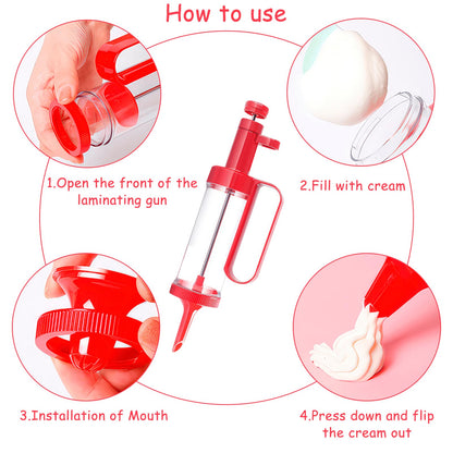 Blingbin Icing Decoration Gun Set, Dessert Decorating Syringe Set, Cupcake Frosting Filling Injector with 6 Icing Nozzles for Cake Cookies Decoration Kitchen Baking Christmas Gift for Baking Lover-Red