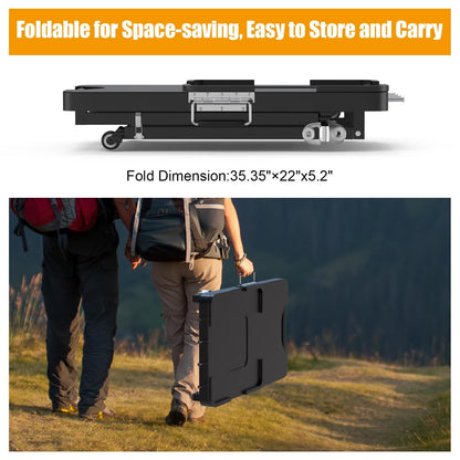 Universal Grill Stand for Ninja Woodfire Outdoor Grill,Portable Foldable Grill Cart Table for XSKUNSTAND OG700 OG800 OG900 OO101 SER Smoker Pizza Oven Accessories with 4 Wheels & Grill Cover