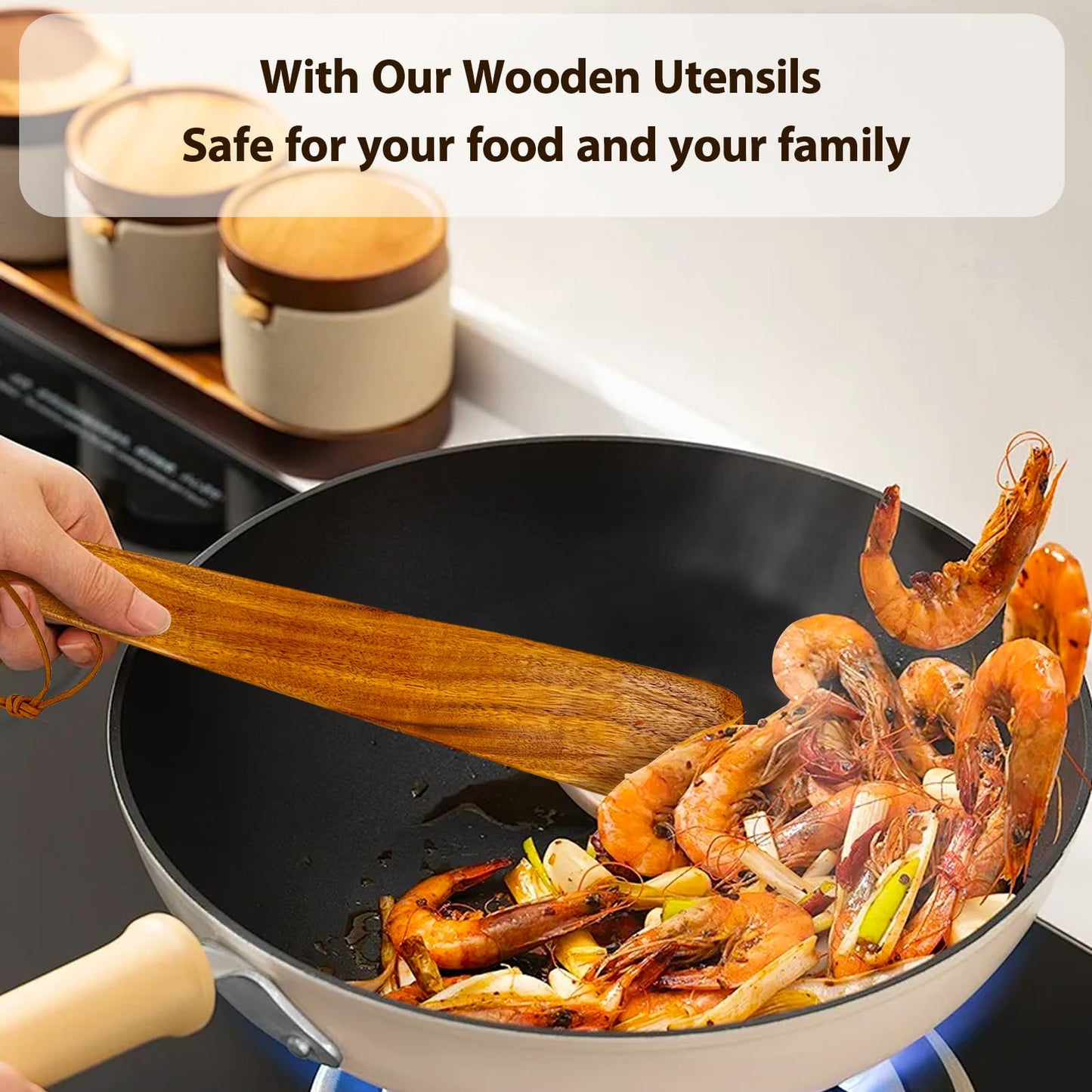 Teak Wood Spatula for Cooking,12.2 Inch Flat Wooden Spatula for Cast Iron,Wood Cooking Utensil,Spatulas Perfect for Flipping,Serving,Scraping,Turning. Set Of 2