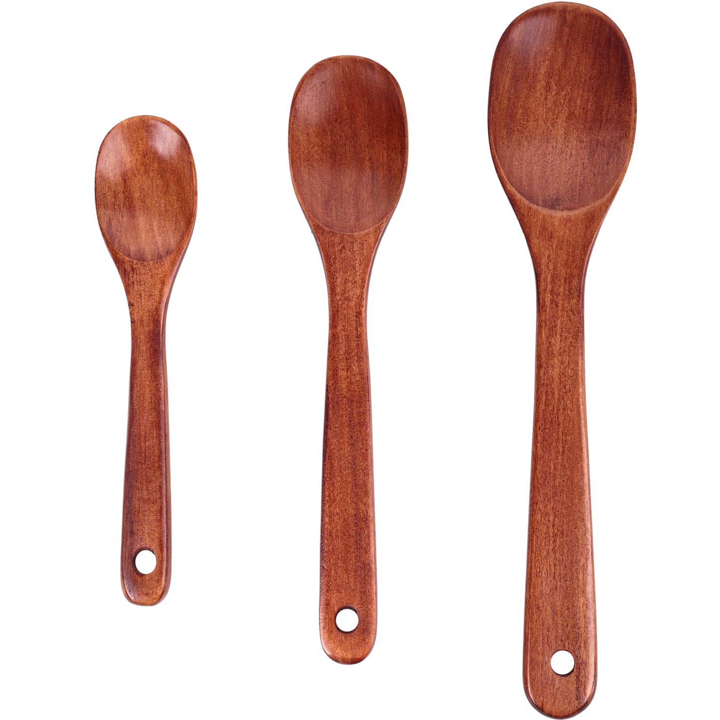 HANSGO Wooden Cooking Spoons, 3PCS Good Grips Wooden Spoon Set Wooden Kitchen Utensils for Cooking Stirring Mixing Frying DIY Crafts