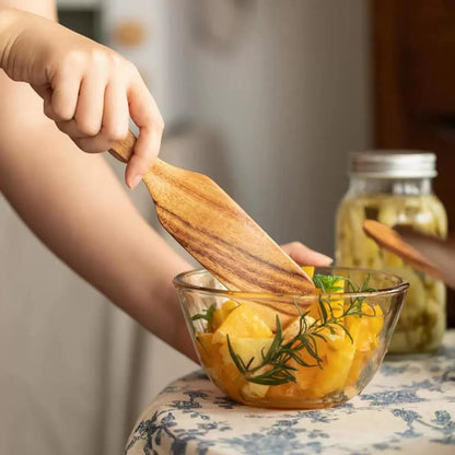 Wooden Spatula for Sourdough Mixing, Cooking, and Baking - Teak Kitchen Utensil, Stirring Stick, and Scraper for Bread, Jars, and Nonstick Cookware, Natural Wooden Spurtle for Kitchen Tools