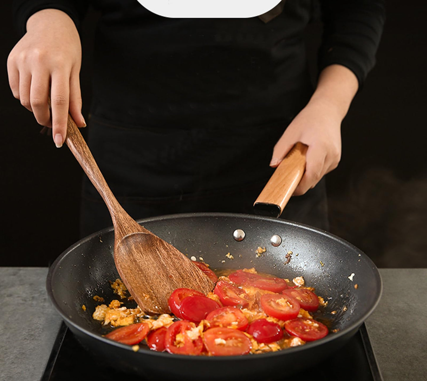 Wood Spatulas Wooden Spatula for Cooking 2pcs Acacia Wood Cooking Spoon Slotted Turner Wooden Kitchen Utensils Non-stick Kitchen Utensils with Frying Spatula Turner Flipper Spatulas Set