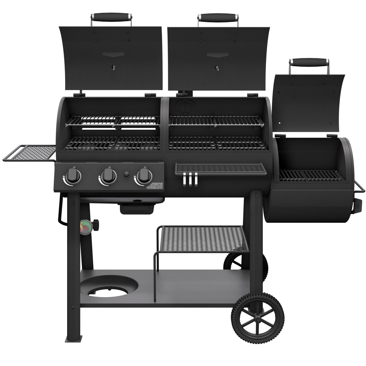 OKLAHOMA JOE'S® Canyon™ Deluxe Charcoal and Propane Gas Combination Smoker and Grill, Black Steel, 24203005